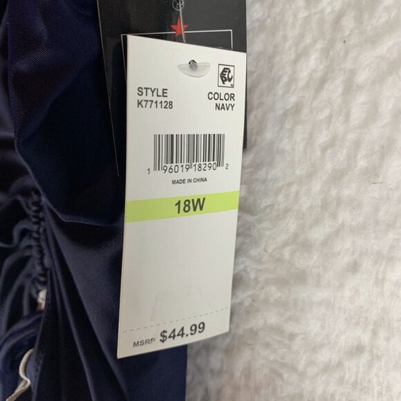 Island Escape Mariposa Swim Skirt Women's 18W Navy Blue Ruffle Hem Ruched Detail - Picture 3 of 9